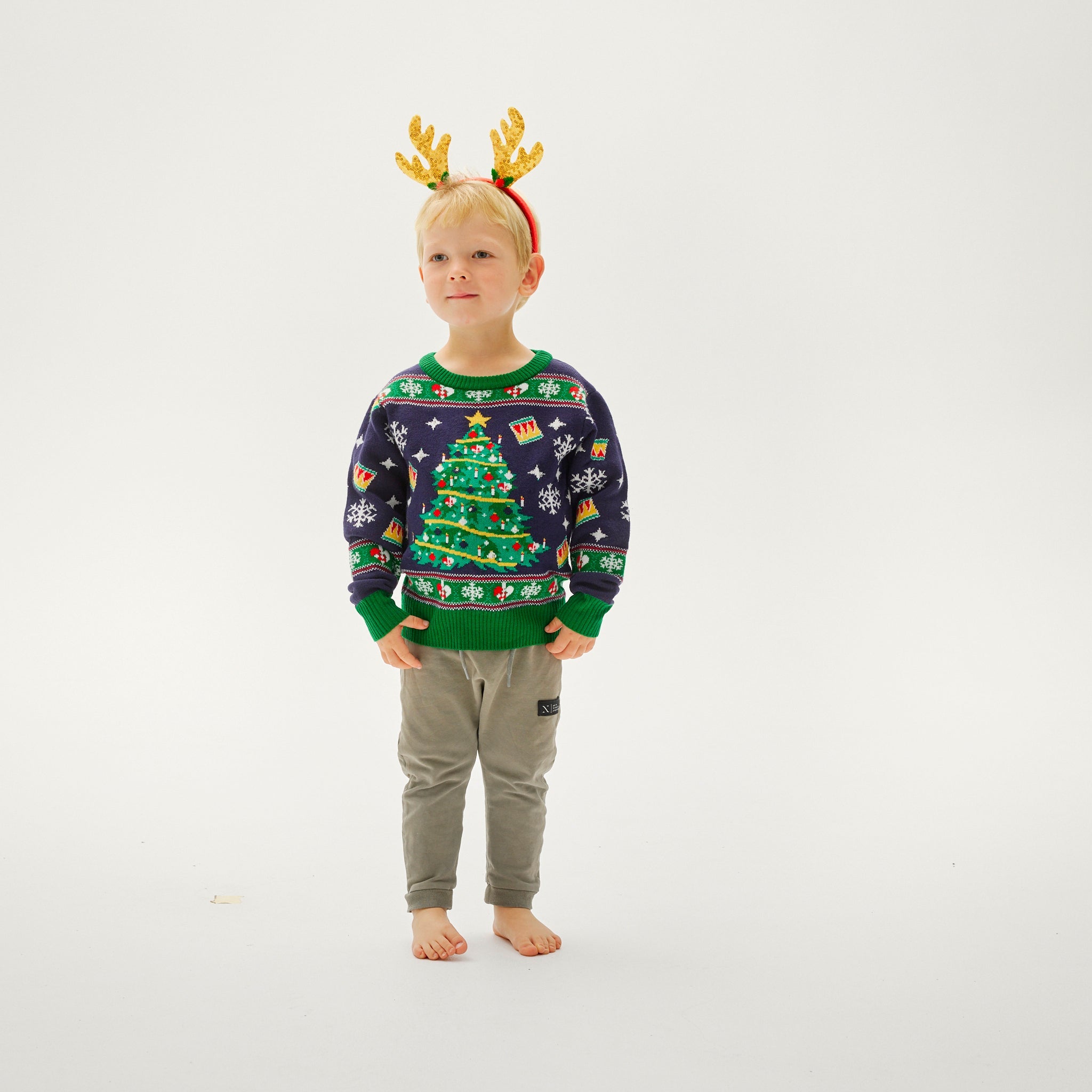 Christmas tree navy christmas sweater - child.